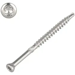 SCREWREBEL Terrassenschraube Dielenschraube Edelstahl C1 mit kleinem Senkkopf, TX Antrieb, (200 St), ETA Zulassung, dezente Verschraubung 4,5 x 80 mm
