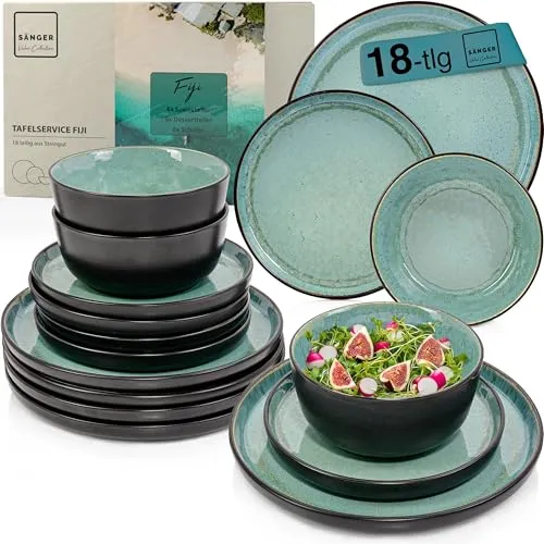 SÄNGER Tafelservice Fiji Geschirrset (18-tlg) für 6 Personen - Tafelservice aus robustem Steingut, handmade und erweiterbar – ideal für jeden Anlass und individuellen Stil! Entdecken Sie die perfekte Kombination aus Funktionalität und zeitloser Eleganz.
