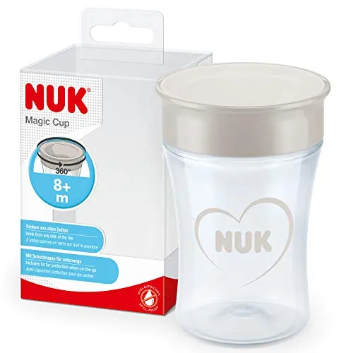 NUK Magic Cup Trinklernbecher | auslaufsicherer 360°-Trinkrand | 8+ Monate | BPA-frei | 230 ml | Herz (neutral)