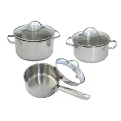 DESKI Edelstahl Kochtopf Set 6-tlg. mit Ausgießtülle - Hochwertiges 6-teiliges Kochtopfset aus Edelstahl, geeignet für alle Herdarten, inklusive Induktion. Mit praktischer Ausgießtülle und Glasdeckeln für sicheres Abschütten und optimale Wärmeverteilung.