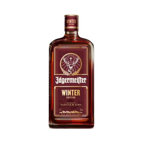 Jägermeister Winter Edition 0,7 Liter - Likör mit 25,0% Vol., perfekt für die kalte Jahreszeit mit einem besonderen winterlichen Geschmackserlebnis.