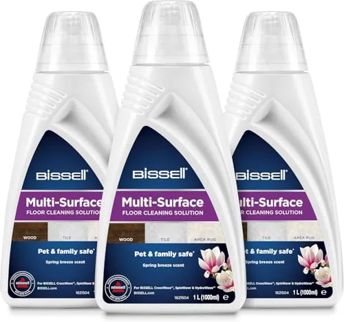 BISSELL Multi Surface Reinigungslösungen Pack - 3 x 1 Liter Fleckenreiniger für Holz, Laminat und Teppiche, umweltfreundlich und effektiv für strahlend saubere Böden