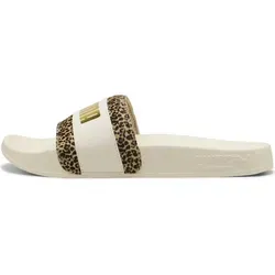 PUMA Leadcat 2.0 Animal Flair - Damen Pantolette in Gold - Stylische Pantoletten mit gepolstertem Riemen und geformtem Fußbett für ultimativen Komfort. Ideal für Strand, Schwimmbad oder Freizeit. Erhältlich in den Größen 37-42.