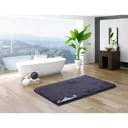 Grund Badteppich Colani 40, Anthrazit - Rechteckiger Badteppich (60x100 cm) aus hochwertigem Textil, rutschfest und Oeko-Tex® zertifiziert - ideal für ein sicheres und stilvolles Badezimmer.