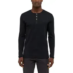 Langarmshirt MUSTANG Herren Style Arminto, Schwarz - Herren-Shirt aus 100% Baumwolle mit Slim Fit Schnitt, ideal für lässige Outfits und maximalen Tragekomfort.