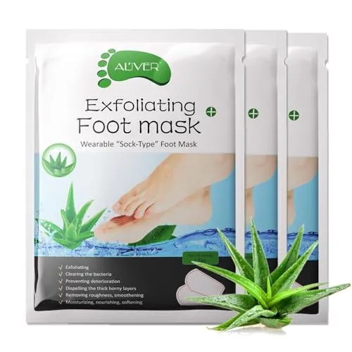 P-Beauty Fußmaske Aloe | Ecfolierendes Fußpeeling | Anti Hornhaut Socken | zur Entfernung von raue Haut, Hühneraugen & Risse | Intensive Fußpflege | für seidige Füße | 3 Paar