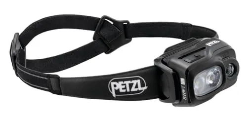 Petzl Stirnlampe Swift RL LED - 1.100 Lumen, USB aufladbar, ideal für Bergsteigen, Trailrunning und Skifahren, mit Reactive-Lighting Lichtsensor und Rotlicht