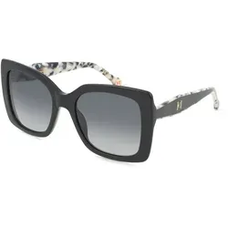 Carolina Herrera Damen-Sonnenbrille 207643 - Sonnenbrille mit eckigem Acetat-Gestell in Schwarz, ideal für stilbewusste Frauen. Schütze deine Augen mit grauen Verlaufsgläsern und setze ein modisches Statement.