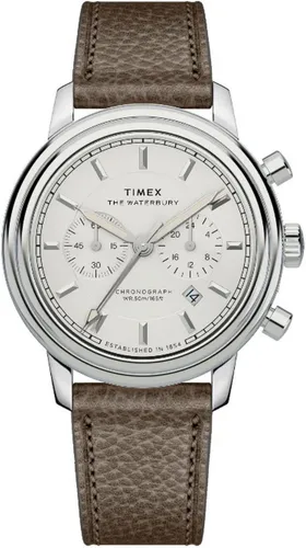 Timex Chronograph WATERBURY METROPOLITAN CHRONO TW2Y23500AJ - Chronograph mit Quarz-Antrieb, modischem Design und praktischer Stoppfunktion. Ideal für stilbewusste Herren, wasserdicht bis 5 bar und mit braunem Lederarmband.
