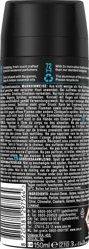 Axe Premium Bodyspray Aqua Bergamot 150ml – Frische für den ganzen Tag - Axe Premium Bodyspray Aqua Bergamot bietet bis zu 72 Stunden Frische mit einem unverwechselbaren Duft aus Salbei und Bergamotte. Ideal für den täglichen Gebrauch, sorgt es für ein angenehmes Hautgefühl.