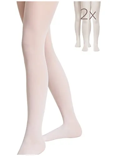 Conte elegant Princess Schicke Kinderstrumpfhose - Alltagsstrumpfhosen - Ballettstrumpfhosen - Ballett Strumpfhose Kinder - Tanzstrumpfhose für Mädchen - 40 DEN - 104-110 - Bianco - 2 Stück