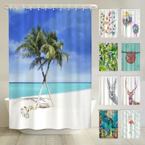 arteneur® - Strand Duschvorhang 180x180 cm – Bunte Blumen, Anti-Schimmel, Recycelt - Hochwertiger Duschvorhang mit buntem Digitaldruck und beschichtetem Design. Der 180x180 cm große Vorhang ist pflegeleicht, waschbar und bietet durch den beschwerten Saum optimalen Halt – ideal für jedes Badezimmer!