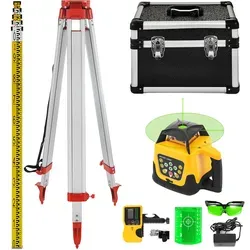 VEVOR Rotationslaser Nivelliergerät Set mit Stativ und Nivellierlatte - Präzises Nivelliergerät mit 360° Rotationslaser, ideal für exakte Messungen. Inklusive Aluminium-Stativ und Nivellierlatte für flexiblen Einsatz. Wasserdicht und langlebig.