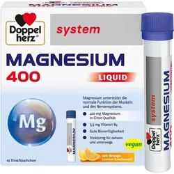 Doppelherz Magnesium 400 Liquid System Trinkampulle - Nahrungsergänzungsmittel mit 400 mg Magnesium und Vitamin B6, ideal zur Unterstützung der Muskelfunktion und im erfrischenden Orange-Lemon-Geschmack.