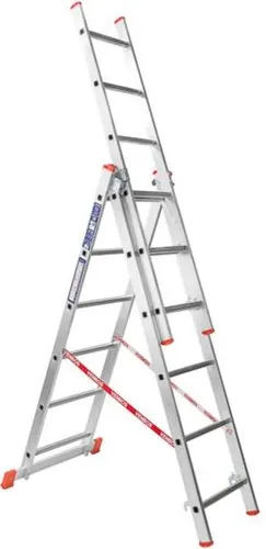 VENBOS Leiter HOBBY 4406 3x6, 150kg - Leichte Aluminium-Leiter mit 6 Sprossen, ideal für Heimwerkerprojekte. Kompakt zusammenklappbar, mit einer Arbeitshöhe von 3,43 m für vielseitige Einsatzmöglichkeiten.
