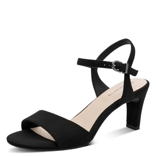 Tamaris Damen Sandalette in Schwarz, Größe 36 - Wanderschuhe mit elegantem Trichterabsatz, veganem Textilmaterial und rutschhemmender Sohle für Komfort und Stabilität – ideal für modebewusste Frauen.