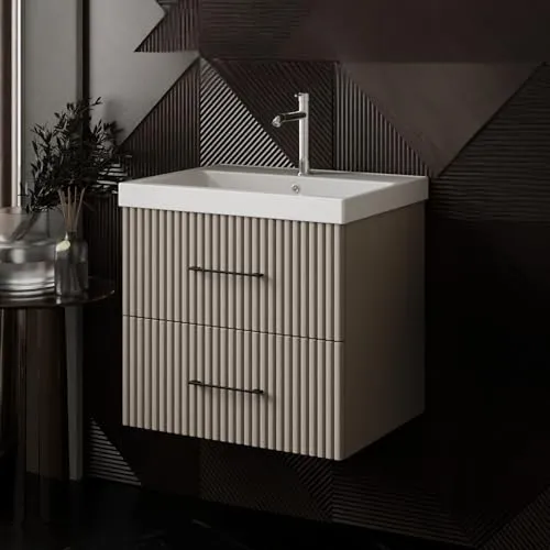 Karen Waschtisch-Set Liana 60 cm - Waschtisch mit Unterschrank, elegantes Pastelldesign und Softclose-Funktion für modernen Komfort im Badezimmer.