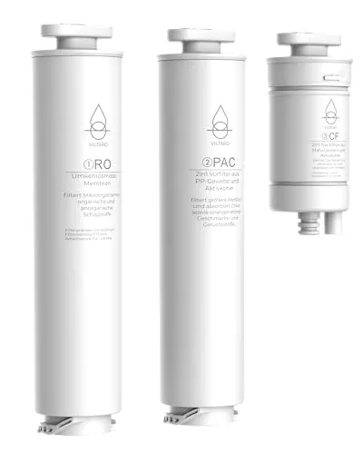 VILTARO Wasserfilter 3in1 Set - Osmoseanlage Filter RO, PAC, CF, kompakte Bauweise für reines Trinkwasser