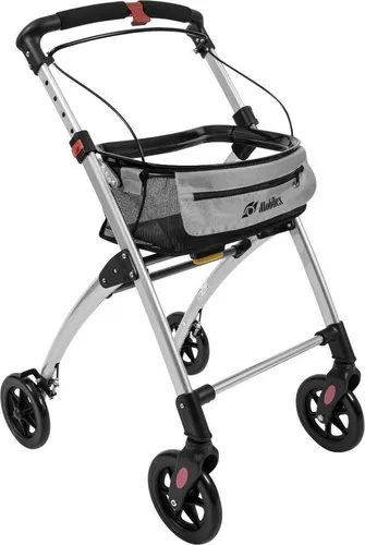 Mobilex Indoor Rollator Jaguar - Faltbar & Leichtgewicht - Schmaler Wohnungsrollator mit praktischen Tablett, abnehmbarer Tasche und einem Gewicht von nur 6,3 kg. Ideal für den Innenbereich, bis 100 kg Tragkraft, leicht zu manövrieren.