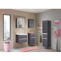 Badezimmergarnitur 'Arezzo' in Silber/Eiche - Moderne Badezimmergarnitur 'Arezzo' in eleganter Silber- und Eiche-Optik, ideal für stilvolle Einrichtung und funktionalen Komfort.