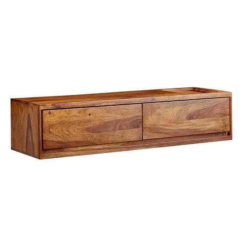 Mid.you Lowboard aus Sheesham Holz - TV-Halterungen: Handgemachtes, hängendes Lowboard aus massivem Sheesham Holz mit 2 Schubladen für stilvolle Wohnwände.