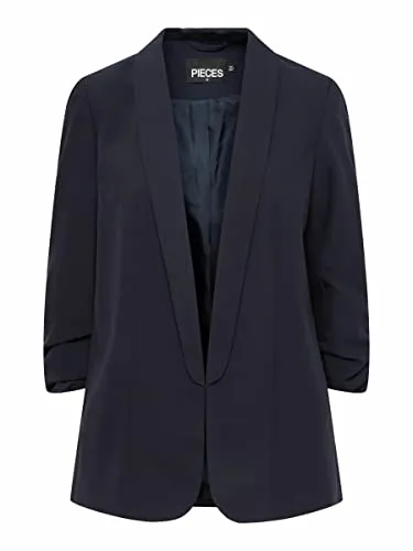 pieces Kurzblazer Bosella - Eleganter Business Blazer in Dunkelblau - Business-Mode mit weitem Schnitt, aus 79% Recycling-Polyester für nachhaltigen Stil, ideal für formelle Anlässe.