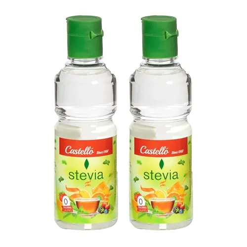 Castello since 1907 Pack 2x Flüssigstevia 125ml | 750 Dosen | 10 Tropfen = 1 TL Zucker | Zuckerersatz | 0 Kalorien - 0 Glykämischer Index - 0 Netto-Kohlenhydrate - Keto Vegan