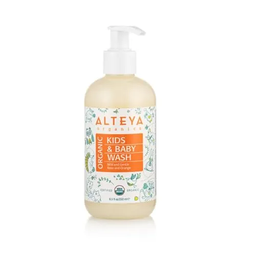 Alteya Bio Babywaschlotion und Shampoo 250ml – USDA Organic-zertifiziert Biologisch abbaubar Rein Natürlich Vegan Seife und Shampoo für Körper und Haare, Sanft und zart für besonders empfindliche Haut