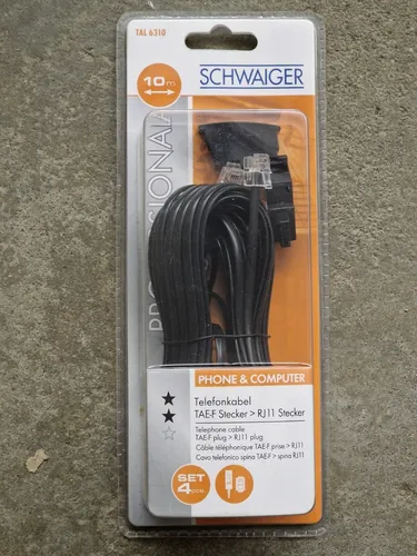 Schwaiger 10 M RJ-11 RJ-11 - 10m Telefonanschlusskabel mit TAE-F Steckern, kompatibel mit Telekom und Siemens Geräten