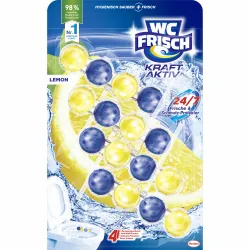 Henkel AG & Co. KGaA WC Frisch WC Reiniger Kraft-Aktiv Lemon, Toilettenreiniger mit einzigartigen Lufterfrischer Effekt, 1 Packung = 4 Stück à 50 g W4C1