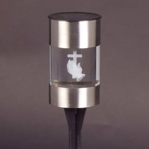 LED-Solar-Grablicht - Grablaterne aus Edelstahl - Lampen für Grabschmuck, solarbetrieben und umweltfreundlich, ideal für die stilvolle und nachhaltige Grabdekoration.