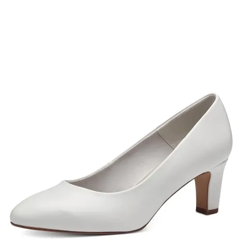 Tamaris Damen Pumps mit Blockabsatz, weiß, 36 EU - Elegante Pumps mit 60 mm Blockabsatz für optimalen Komfort und Stil. Ideal für festliche Anlässe oder den Büroalltag. Glänzendes Finish und klassisches Design machen sie zum perfekten Begleiter für jeden Anlass.