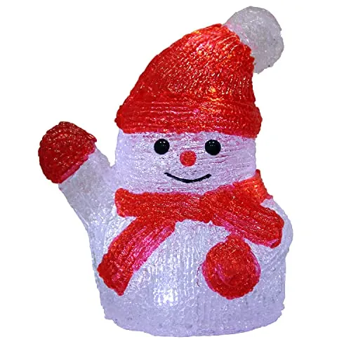 DEUBA® Weihnachtsdeko LED Acryl Figur Schneemann 18,5cm Weihnachten Innen Batterie Beleuchtet Deko Weihnachtsfiguren Weihnachtsbeleuchtung Kaltweiß