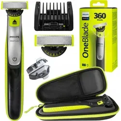 Philips Oneblade 360 QP2730/20 Rasierer mit Etui - Vielseitiger Philips Oneblade 360 QP2730/20 zum Trimmen, Stylen und Rasieren jeder Haarlänge. Mit innovativer 360°-Klinge für mühelosen Zugriff auf schwer erreichbare Stellen und praktischem Reiseetui für unterwegs.
