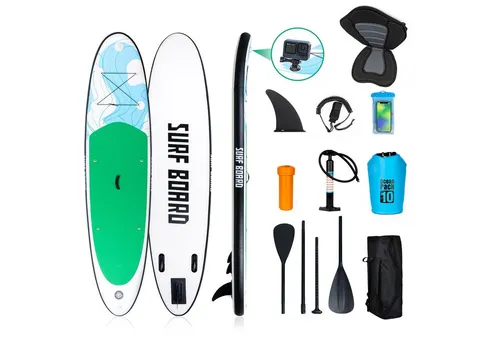 Puluomis Inflatable SUP-Board Set aufblasbar mit Halter, Sitz und Fußband, MB. bis 150Kg, 335/320cm, Surfbrett Paddling Paddelboard
