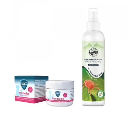 Bellfor Grasmilben Sparset für Hunde - Anti-Grasmilben Spray + Liegeschwielen Salbe - Effektives Sparset für Hunde zur Bekämpfung von Grasmilben. Enthält ein schonendes Spray mit natürlichen Inhaltsstoffen und eine pflegende Salbe für gesunde Haut. Ideal für den Sommer!