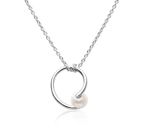 JEWLIX Silberkette mit Perle - Elegante Damenkette aus rhodiniertem 925er Silber mit geschwungenem Design und Süßwasserperle, perfekt für besondere Anlässe oder als stilvolles Accessoire.
