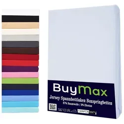 Buymax Spannbettlaken für Wasserbetten und Boxspringbetten, 180-200 x 200-220 cm, weiß - Hochwertiges Spannbettlaken aus Jersey mit Rundumgummi. Perfekte Passform für Matratzen bis 35 cm Höhe. Pflegeleicht, waschbar bis 60°C und bügelleicht.