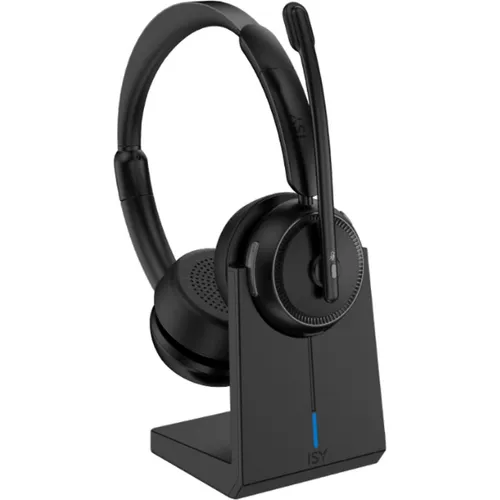 ISY IHS-8200 Bluetooth Headset mit Dockingstation, Over-ear Schwarz - Bluetooth Headset für komfortables Arbeiten, inklusive Dockingstation für einfaches Laden und Aufbewahrung.