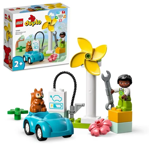 LEGO DUPLO Town Windrad und Elektroauto - Lernspielzeug ab 2 Jahren für nachhaltiges Spielen und Entwicklung von Feinmotorik