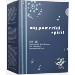 Dr. Spiller My Powerful Spirit Pflegeset für Herren - Hautpflegeset mit 200 ml Body & Hair Shampoo, 50 ml Antiperspirant und 100 ml Daily Moisturizing Fluid für eine gepflegte und attraktive Männerhaut.