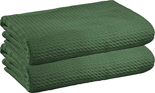 Wohndecke Sommer-Decke "Siena" 2er-Pack, Erwin Müller - Bettdecken aus 100% Baumwolle, ideal für den Sommer, pflegeleicht und maschinenwaschbar bei 40°C, in stilvollem dunkelgrün.