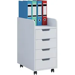 Mid.you Rollcontainer Weiß, 4 Schubladen - Büroschränke für ein aufgeräumtes Arbeitszimmer. Der Rollcontainer bietet 4 Schubladen für optimalen Stauraum und ist dank Rollen mobil einsetzbar.