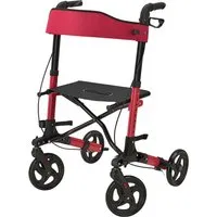 Juskys Rollator (rot) - Klappbarer Aluminium Gehrahmen, ideal für Senioren und Erwachsene mit körperlichen Beeinträchtigungen