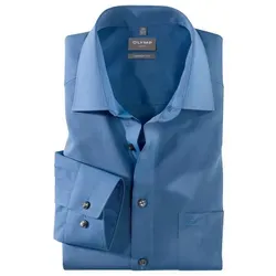 OLYMP Businesshemd "Luxor comfort fit" Herren, Gr. 41, blau - Herren-Freizeithemden aus 100% bügelfreier Baumwolle, klassisch und bequem mit verstellbarer 1-Knopf-Manschette und praktischer Brusttasche für einen eleganten Look.