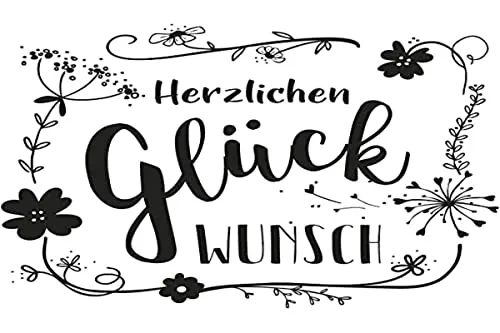 Rayher Hobby 29109000 Holzstempel Herzlichen Gluckwunsch, 8 x 9 cm, Textstempel, perfekt zum Gestalten von Karten, Umschlägen u.v.m., Butterer Schrift-Stempel
