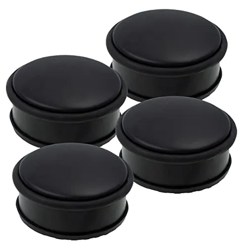 HRB Türstopper 4er Set aus Edelstahl schwarz massiv - Schwerer Türstopper Boden mit modernen Design, Door Stopper versehen mit Gummiring zum Schutz der Türen