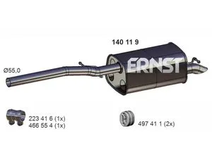 ERNST Endschalldämpfer für VW Caddy III IV Alltrack - Schalldämpfer & Resonatoren, hochwertiger Auspufftopf von ERNST für optimale Abgasführung und Geräuschdämmung, passend für VW Caddy Modelle.