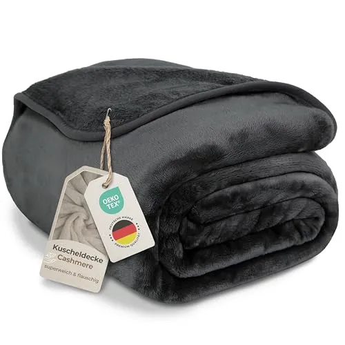 Wohndecke Cashmere-Feeling – Super weiche Kuscheldecke von Gräfenstayn - Wohndecken mit edlem Cashmere-Flanell-Stoff, ideal für Allergiker und perfekt für ein gemütliches Zuhause.