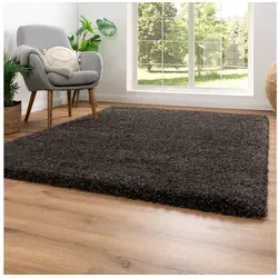 Steffensmeier Hochflor Teppich Twilight | 160x160 cm | Anthrazit 7733 - Hochwertiger Hochflor Teppich für das Wohnzimmer mit einem tollen Soft-Touch-Effekt und 3900 g/m² Polypropylen, der vor Verblassen schützt. Schadstoffgeprüft und ausgezeichnet mit dem GUT Siegel.
